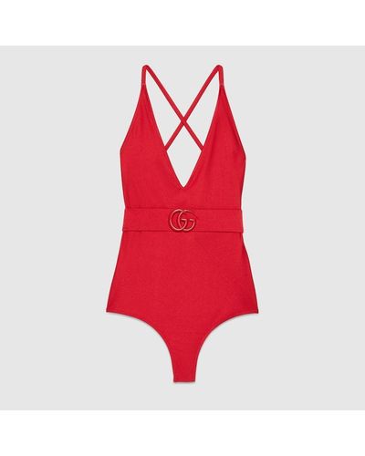 Gucci Sparkling Stretch Jersey Swimsuit - Red