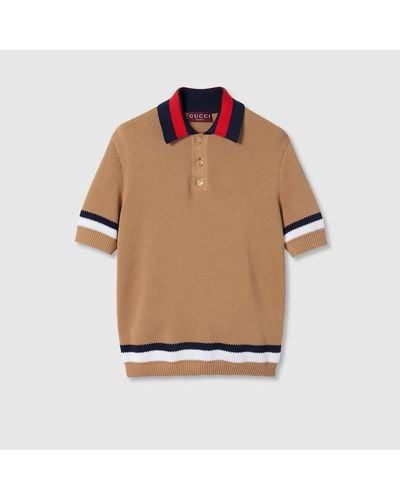 Gucci Piquet Knit Cotton Polo Shirt - Brown