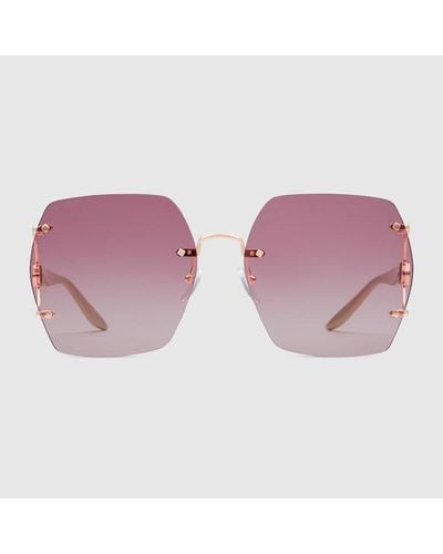 Gucci Sonnenbrille Mit Geometrischem Rahmen - Lila