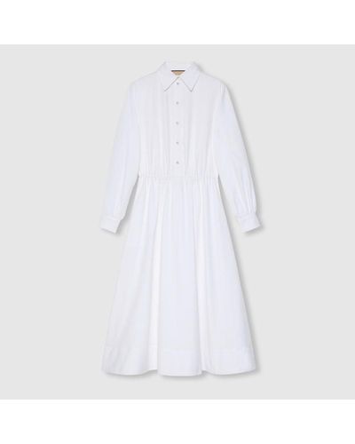 Gucci Kleid Aus Oxford-Baumwolle - Weiß
