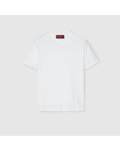 Gucci T-shirt In Jersey Di Cotone Leggero - Bianco