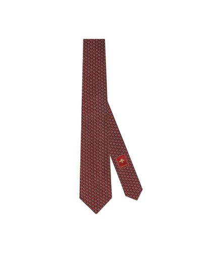 Gucci Interlocking G Horsebit Silk Tie - Red