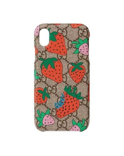 Gucci IPhone XR-Hülle mit Strawberry - Natur