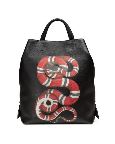 Gucci Zaino in pelle con stampa serpente da uomo di colore nero