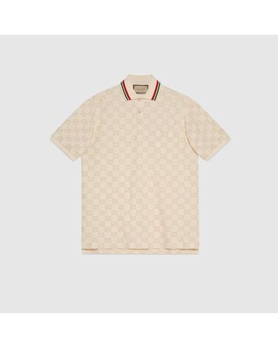 Gucci Poloshirt Aus Baumwoll-Piqué Mit GG - Natur