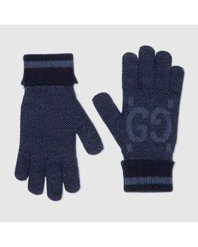 Gucci GG Cashmere Gloves - Blue