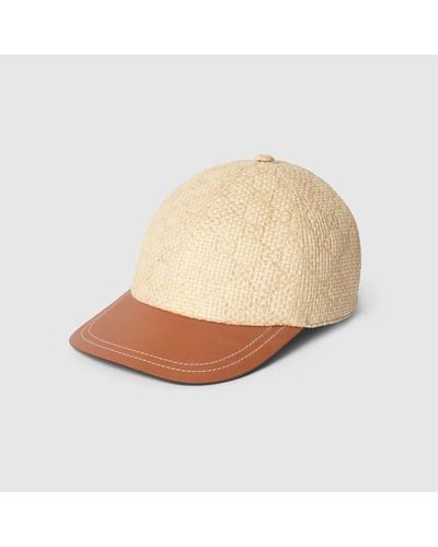 Gucci Baseball Hat With Leather Brim - Natural