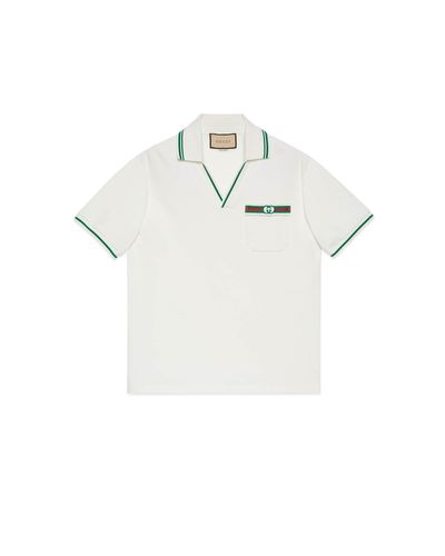 Gucci Cotton Jersey Polo With Web Embroidery - White