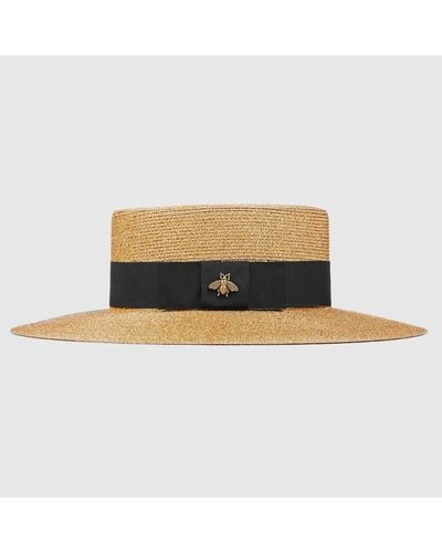 Gucci Cappello In Paglia Con Lamé - Marrone