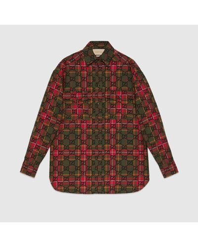 Gucci gg Tartan Wool Shirt - Red