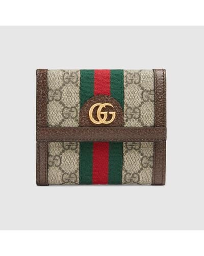 Gucci Ophidia Brieftasche Mit Überschlag Und GG - Braun