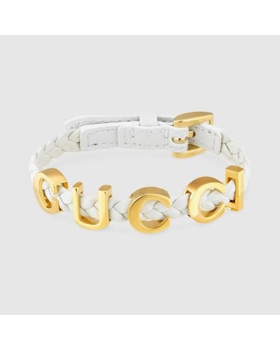 Gucci Armband aus Leder mit ""-Detail - Mettallic