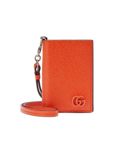 Gucci GG Marmont Card Case With Strap - Orange