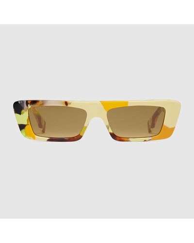 Gucci Sonnenbrille Mit Rechteckigem Rahmen - Gelb