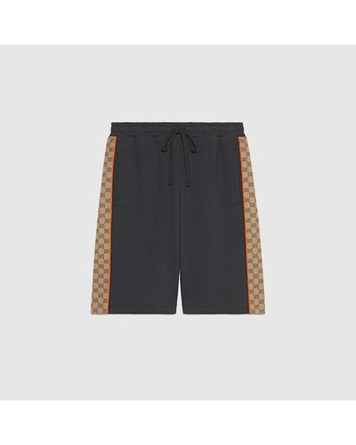 Gucci Cotton Jersey Shorts With GG Inserts - Grey