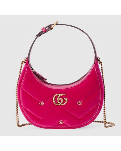 Gucci Mini Borsa A Mezzaluna GG Marmont - Rosa