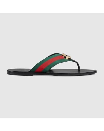 Gucci Kika Web-stripe Woven Flip-flops - Black