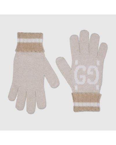 Gucci Handschuhe Aus GG Kaschmir-Lamé - Weiß