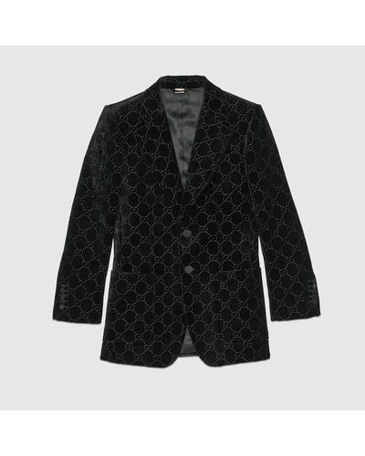 Gucci Chaqueta de Terciopelo con GG - Negro