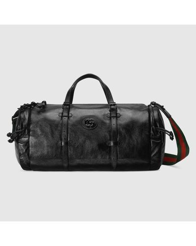 Gucci Large Duffle Bag With Tonal Double G - Black