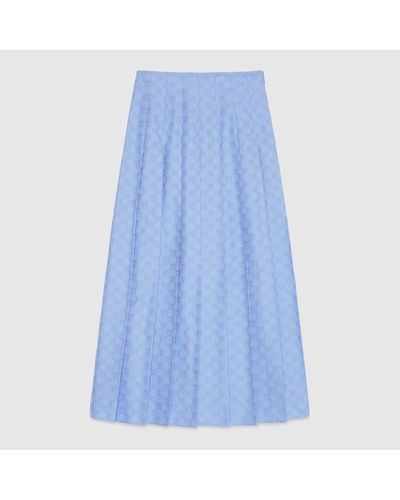 Gucci GG Supreme Oxford Cotton Skirt - Blue