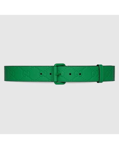 Gucci Cinturón de Piel Efecto Goma con GG - Verde
