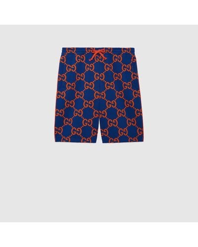 Gucci Shorts In Cotone GG Jacquard - Blu