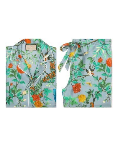 Gucci Silk Tian Print Pyjama Set - Green