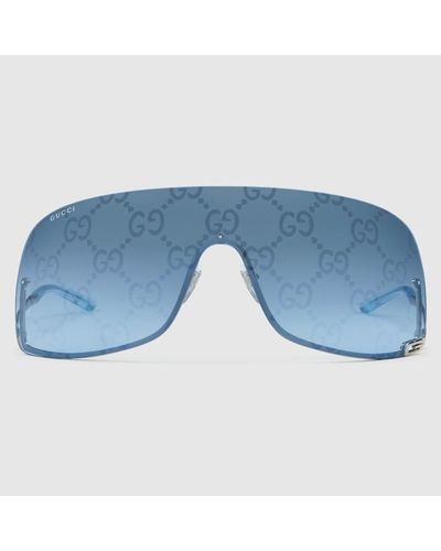 Gucci Sonnenbrille In Maskenform - Blau