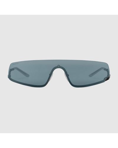 Gucci Lunettes De Soleil À Monture Masque - Bleu