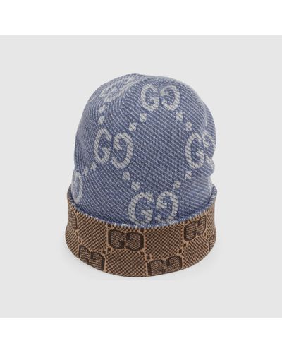 Gucci Wendbare Mütze Aus GG Wolle - Blau