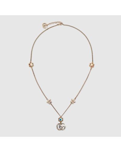 Gucci Collier Double G Avec Cristaux - Métallisé