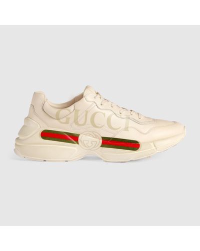 Gucci Rhyton Logo Leather Sneaker - Natural