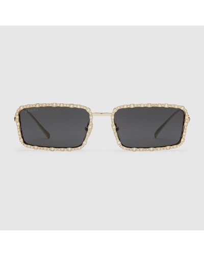 Gucci Sonnenbrille Mit Rechteckigem Rahmen - Grau