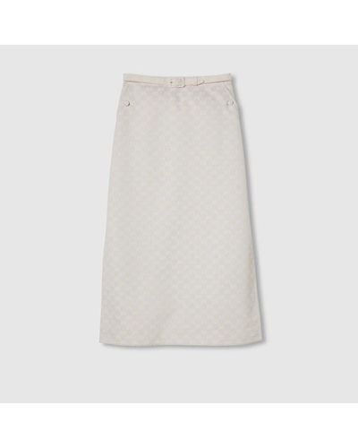 Gucci GG Cotton Gabardine Skirt - White