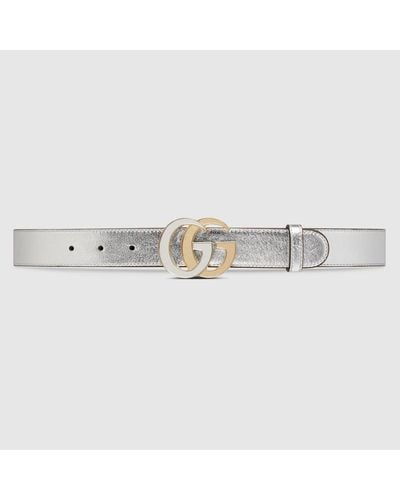 Gucci GG Marmont Thin Belt - Metallic