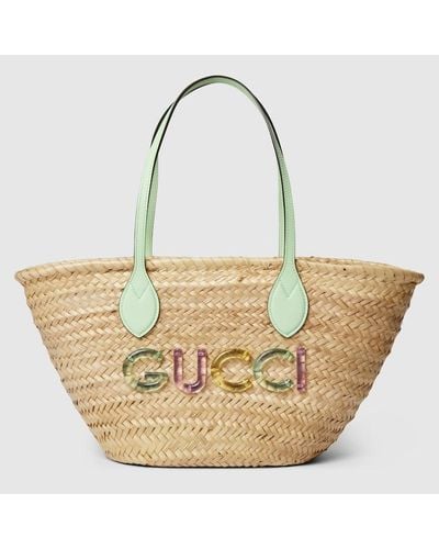 Gucci Small Tote Bag With Logo - Metallic