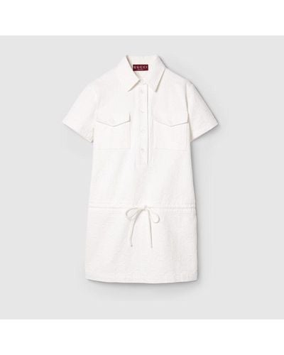 Gucci Kleid Aus GG Jacquard-Denim - Weiß