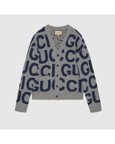 Gucci Cardigan Aus Wolle Mit Intarsie - Blau