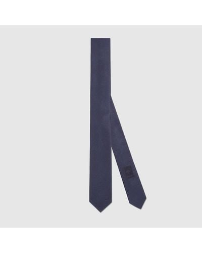 Gucci Corbata de Seda con Detalle de Doble G - Azul