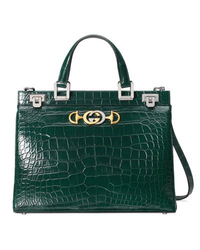 Borsa a mano Zumi in coccodrillo misura mediaGucci in Pelle di colore Verde  | Lyst
