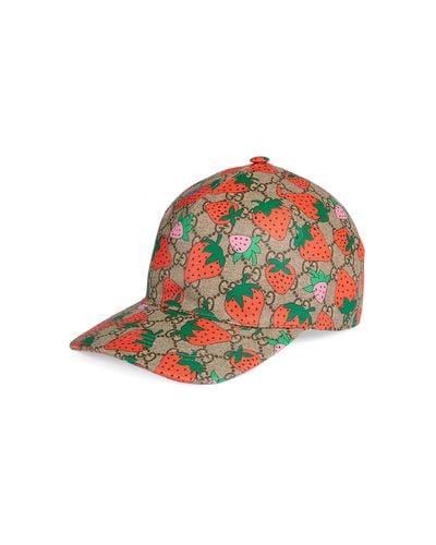 Gucci GG Baseball Hat With Strawberry - Natural