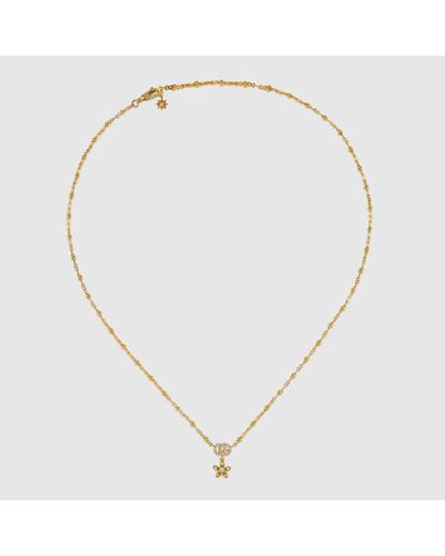 Gucci Collana flora 18 carati con diamanti - Metallizzato