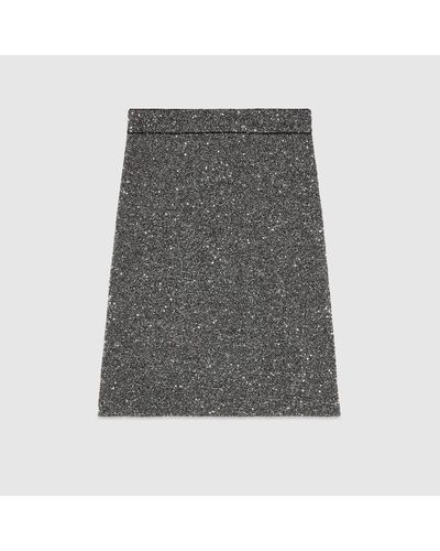 Gucci Viscose Knit Skirt With Sequin Embroidery - Grey