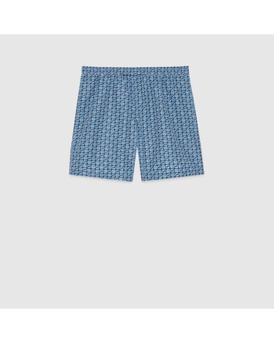 Gucci Interlocking G Print Nylon Swim Shorts - Blue