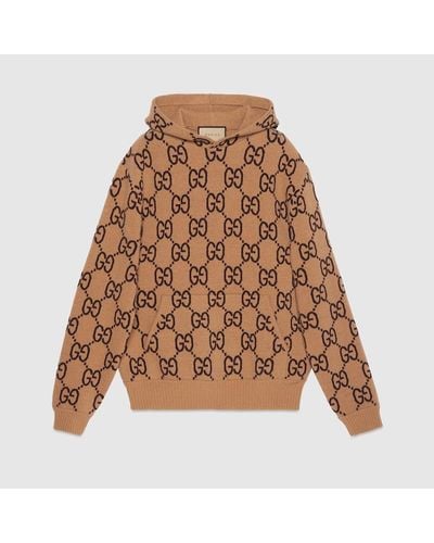 Gucci GG Wool Hooded Sweatshirt - Brown