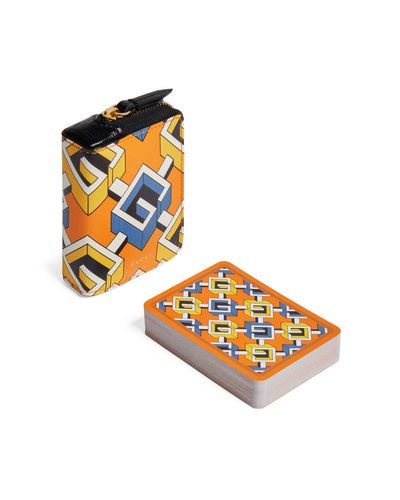 Gucci Set di carte da gioco con motivo g geometrico - Arancione