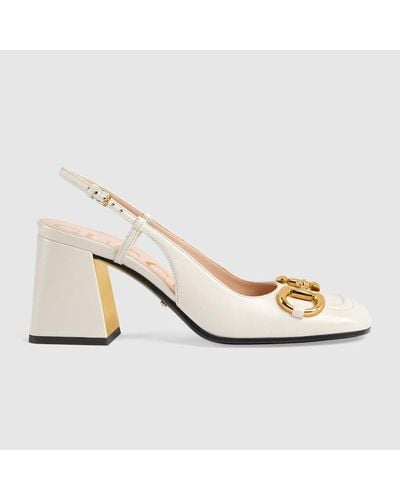 Gucci Mid-heel Slingback With Horsebit - White