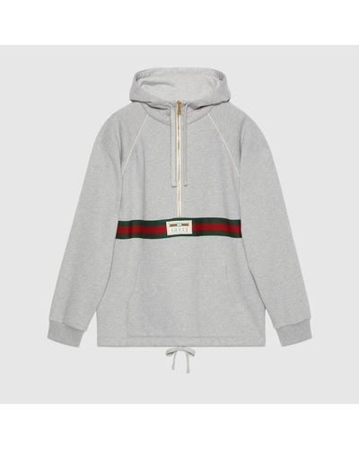 Gucci Cotton Jersey Sweatshirt With Web - Grey