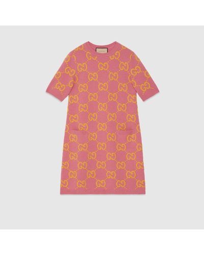 Gucci GG Knit Wool Dress - Pink